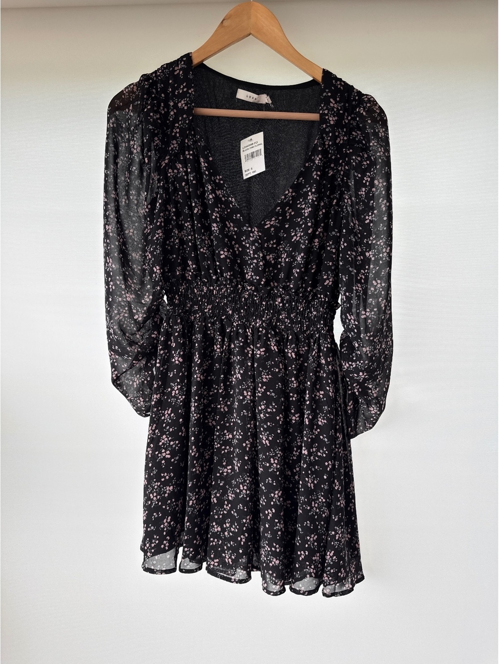 NWT Lush Black Floral Mini Dress Womens Small Coquette Cottagecore